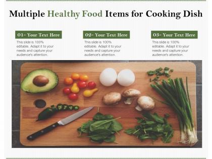 Multiple healthy food items for cooking dish