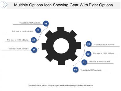 Multiple options icon showing gear with eight options