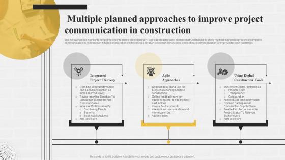 Multiple Planned Approaches To Improve Project Communication In Construction
