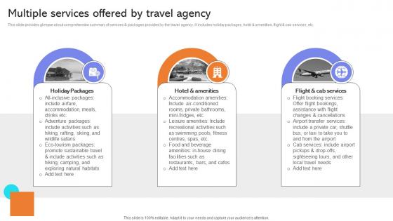 Multiple Services Offered By Travel Agency Developing Actionable Advertising Strategy SS V