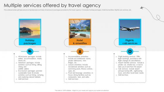 Multiple Services Offered By Travel Agency Streamlined Marketing Plan For Travel Business Strategy SS V