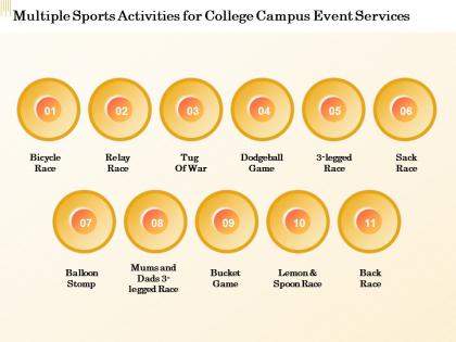 Multiple sports activities for college campus event services ppt powerpoint presentation