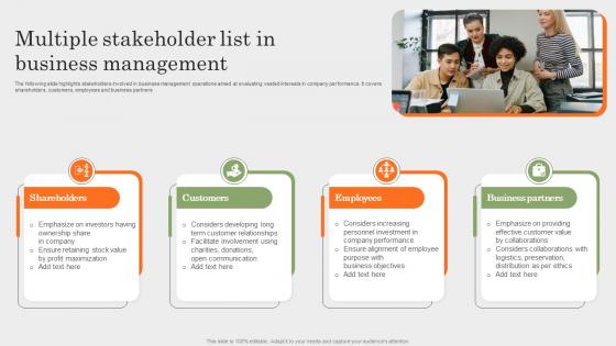 Multiple Stakeholder List In Business Management
