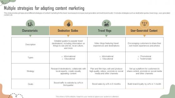 Multiple Strategies For Adopting Content Building Comprehensive Travel Agency Strategy SS V