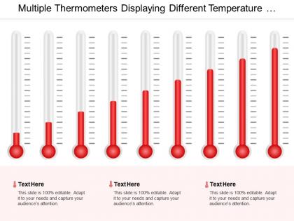 Multiple thermometers displaying different temperature levels