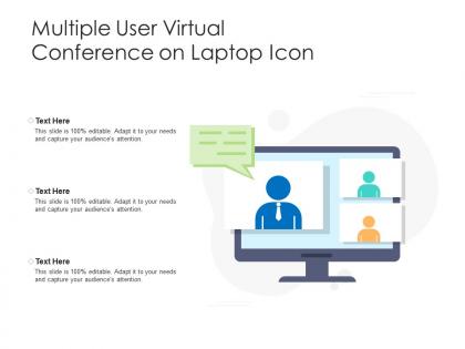 Multiple user virtual conference on laptop icon