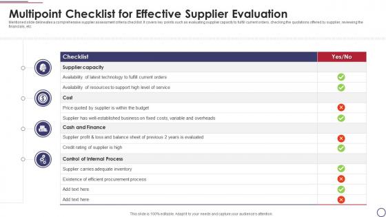 Multipoint Checklist For Effective Supplier Evaluation