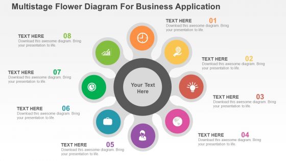 Multistaged flower diagram for business application flat powerpoint design