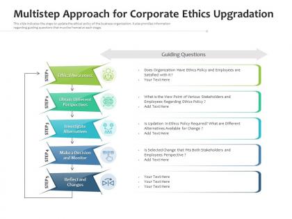 Multistep approach for corporate ethics upgradation