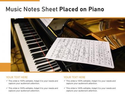 Music notes sheet placed on piano