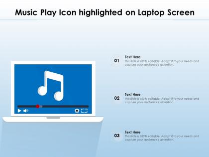 Music play icon highlighted on laptop screen