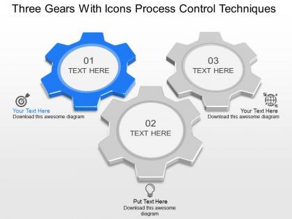 Mv three gears with icons process control techniques powerpoint template