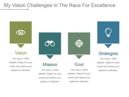 My vision challenges in the race for excellence powerpoint slide design ideas