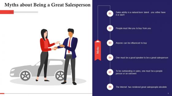 Myths About Being A Great Salesperson Training Ppt