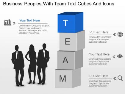 Na business peoples with team text cubes and icons powerpoint template