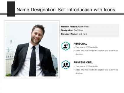 Name designation self introduction with icons