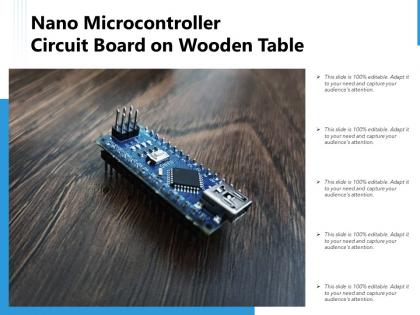 Nano microcontroller circuit board on wooden table