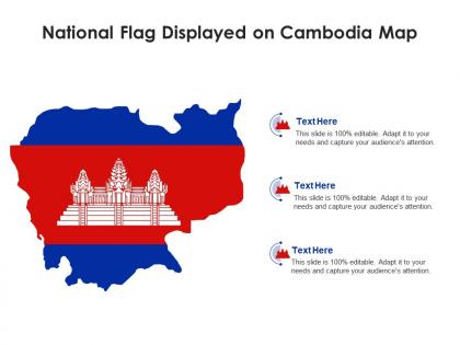 National flag displayed on cambodia map