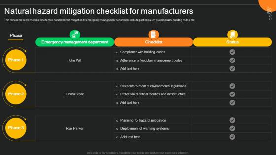Natural Hazard Mitigation Checklist For Manufacturers