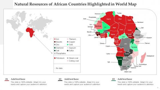 Natural Resources Of African Countries Highlighted In World Map