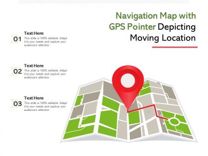 Navigation map with gps pointer depicting moving location