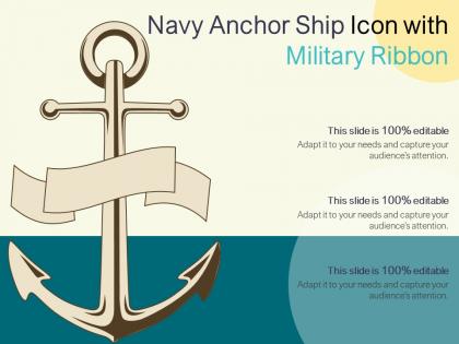 Navy anchor ship icon with military ribbon