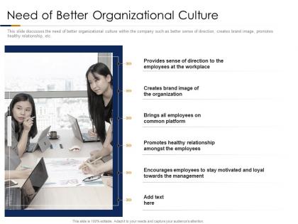 Need of better organizational culture building high performance company culture