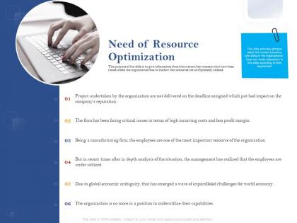 Need of resource optimization ppt powerpoint presentation file icon