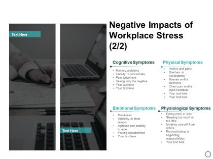 Negative impacts of workplace stress emotional symptoms ppt powerpoint presentation layouts infographics