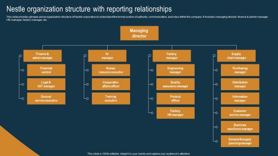 Nestle Organization Structure With Reporting Nestle Internal And External Environmental Strategy SS V