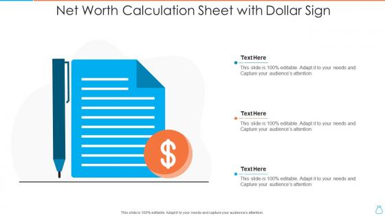 Net worth calculation sheet with dollar sign