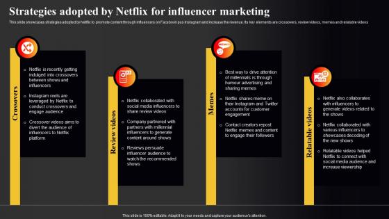 Netflix Marketing Strategy To Improve Online Strategies Adopted By Netflix For Influencer Strategy SS V