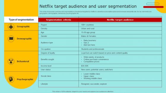 Netflix Target Audience And User Segmentation Marketing Strategy For Promoting Video Content Strategy SS V