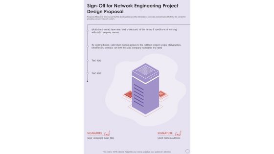Network Engineering Project Design Proposal For Sign Off One Pager Sample Example Document