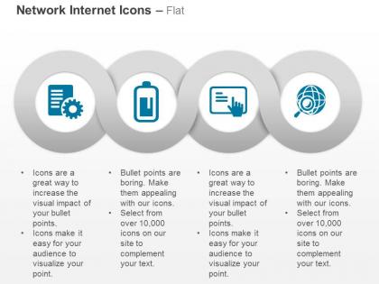 Network setting tablet globe magnifier ppt icons graphics