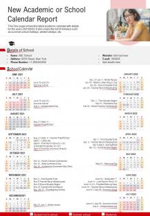 New academic or school calendar report presentation infographic ppt pdf document