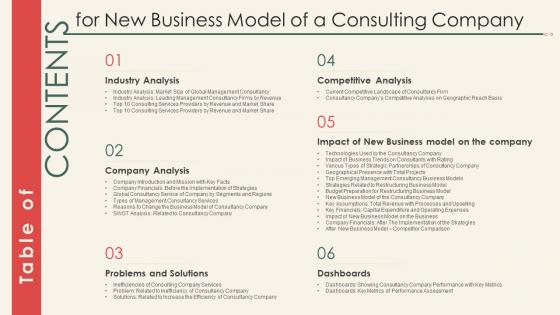 New Business Model Of A Consulting Company Table Of Contents