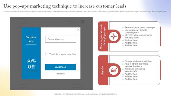 New Customer Acquisition By Optimizing Use Pop Ups Marketing Technique To Increase MKT SS V