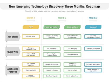 New emerging technology discovery three months roadmap