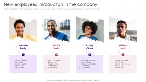 New Employees Introduction In The Company Staff Induction Training Guide