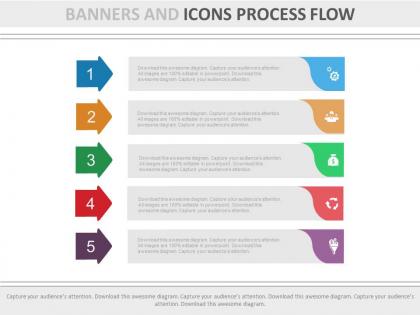 New five staged banners and icons for process flow flat powerpoint design