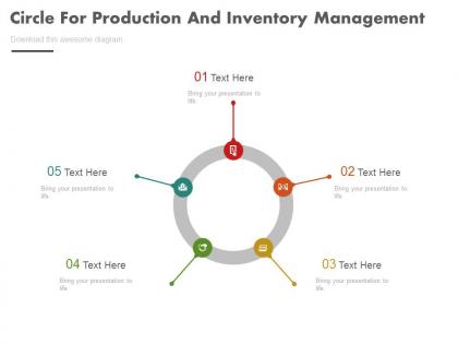 New five staged circle for production and inventory management flat powerpoint design