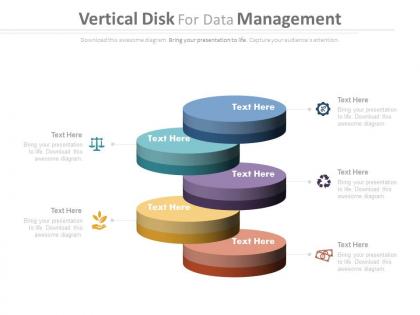 New five staged vertical disk for data management flat powerpoint design