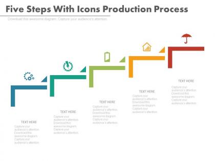New five steps with icons production process flat powerpoint design