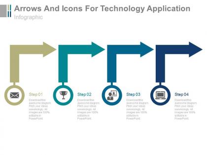 New four arrows and icons for technology application flat powerpoint design
