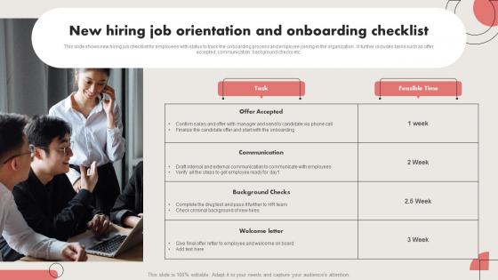 New Hiring Job Orientation And Onboarding Checklist