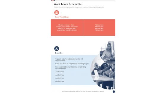 New Job Description Proposal Work Hours And Benefits One Pager Sample Example Document