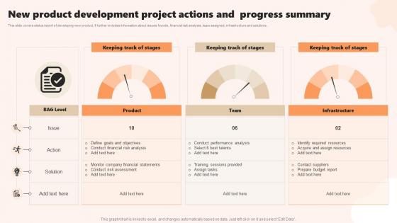 New Product Development Project Actions And Progress Summary