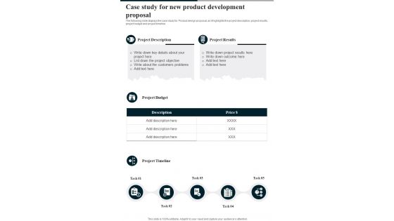 New Product Development Proposal For Case Study One Pager Sample Example Document