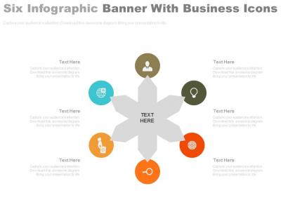 New six infographic banners with business icons flat powerpoint design